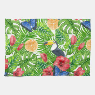 Tropical pattern tea towel
