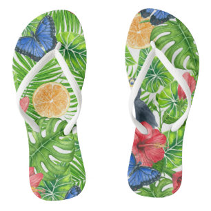 Tropical pattern thongs
