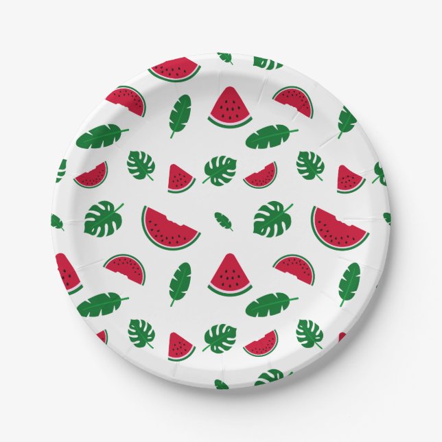 tropical pattern, watermelon pattern, tropical sea paper plate (Front)
