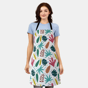 tropical pattern with colorful leaves apron