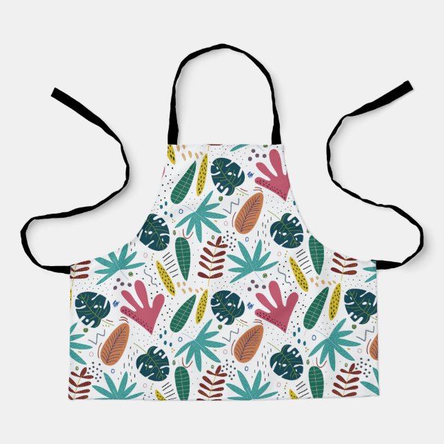 tropical pattern with colourful leaves apron (Front)