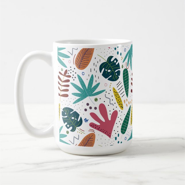 tropical pattern with colourful leaves coffee mug (Left)