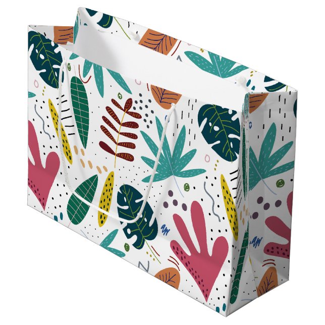 tropical pattern with colourful leaves large gift bag (Front Angled)