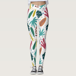 tropical pattern with colourful leaves leggings