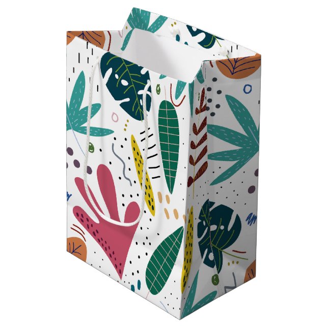 tropical pattern with colourful leaves medium gift bag (Front Angled)