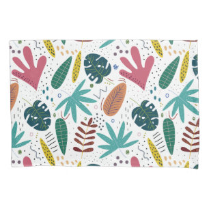 tropical pattern with colourful leaves pillowcase