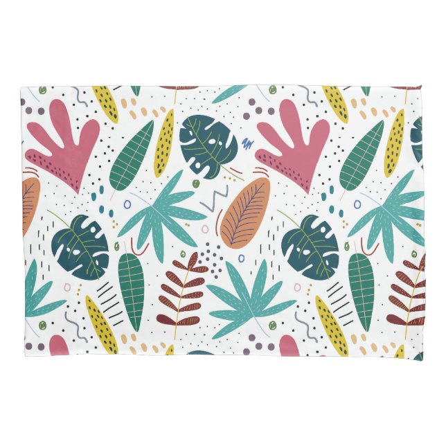 tropical pattern with colourful leaves pillowcase (Front)