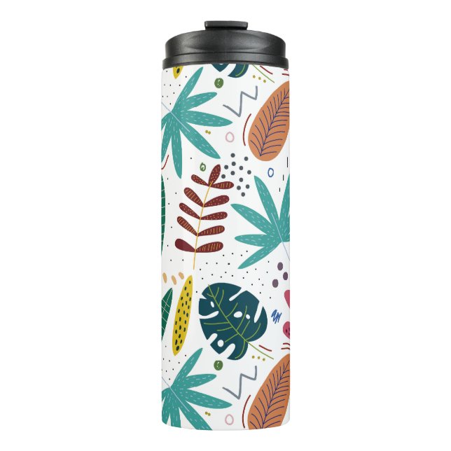 tropical pattern with colourful leaves thermal tumbler (Front)