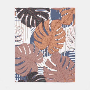Tropical pattern with exotic monstera leaves seaml fleece blanket