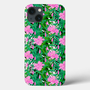 Tropical Pattern With Jungle Flowers iPhone 13 Case