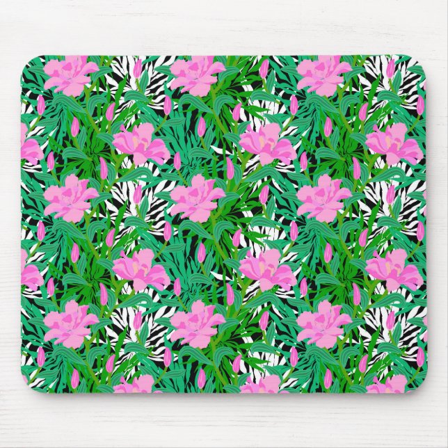 Tropical Pattern With Jungle Flowers Mouse Pad (Front)