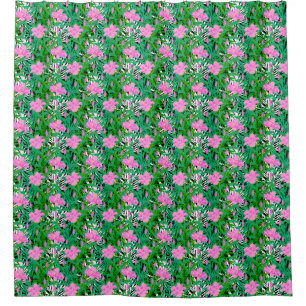 Tropical Pattern With Jungle Flowers Shower Curtain