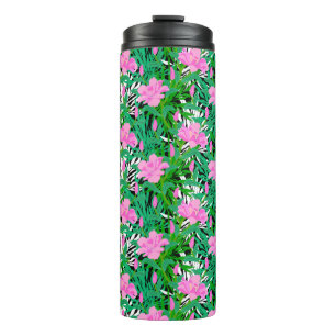 Tropical Pattern With Jungle Flowers Thermal Tumbler