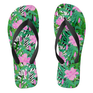 Tropical Pattern With Jungle Flowers Thongs