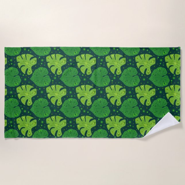 Tropical pattern with liana and monstera leaves  beach towel (Front)