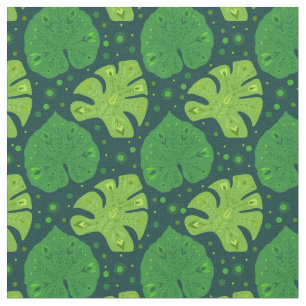 Tropical pattern with liana and monstera leaves  fabric