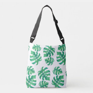 Tropical pattern with monstera leaves crossbody bag