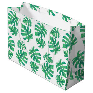 Tropical pattern with monstera leaves large gift bag