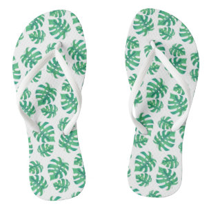 Tropical pattern with monstera leaves thongs