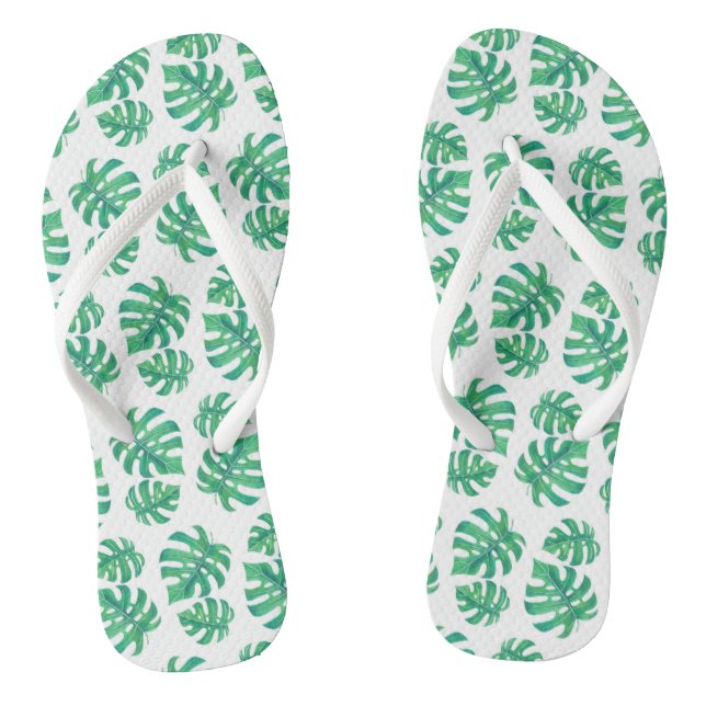 Tropical pattern with monstera leaves thongs (Footbed)