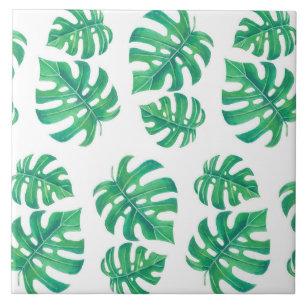 Tropical pattern with monstera leaves tile