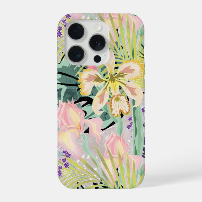 Tropical pattern with orchids. iPhone case (Back)