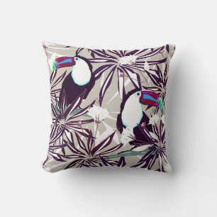 Tropical pattern with palm trees and birds. cushion
