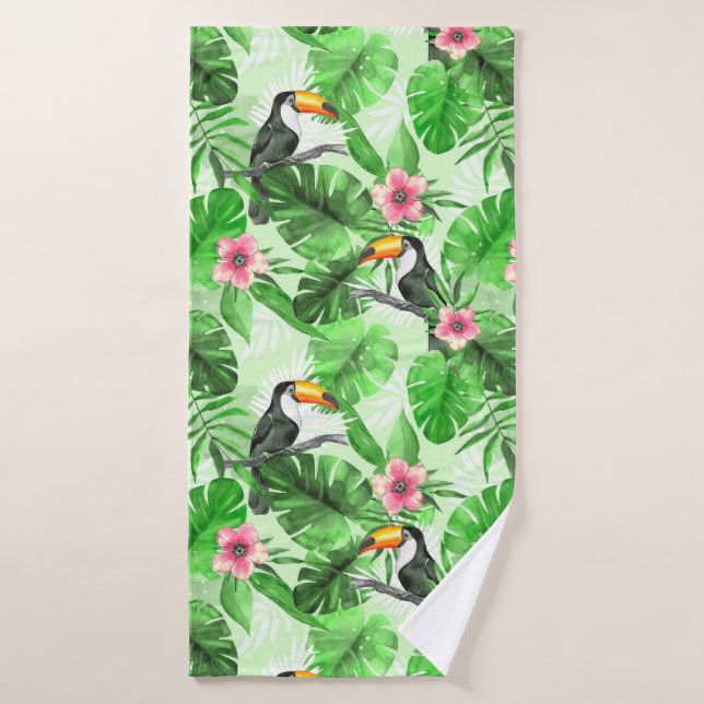 Tropical pattern with toucan bath towel (Bath Towel)