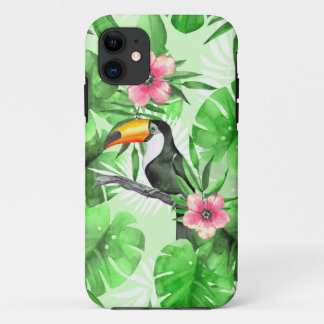 Tropical pattern with toucan iPhone 11 case