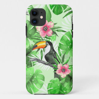 Tropical pattern with toucan iPhone 11 case