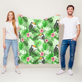 Tropical pattern with toucan fleece blanket