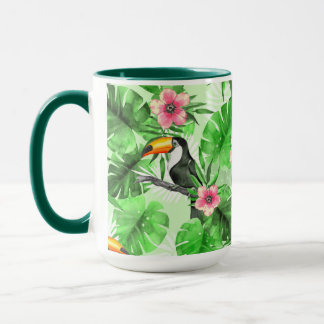 Tropical pattern with toucan mug