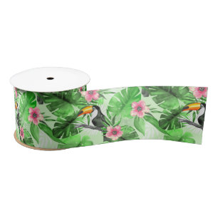 Tropical pattern with toucan satin ribbon