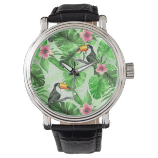 Tropical pattern with toucan watch