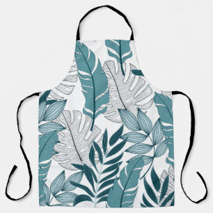 Tropical pattern with trendy plants and leaves on apron