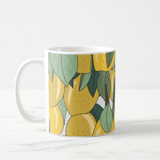 Tropical Pattern with Yellow Lemons. Coffee Mug (Left)