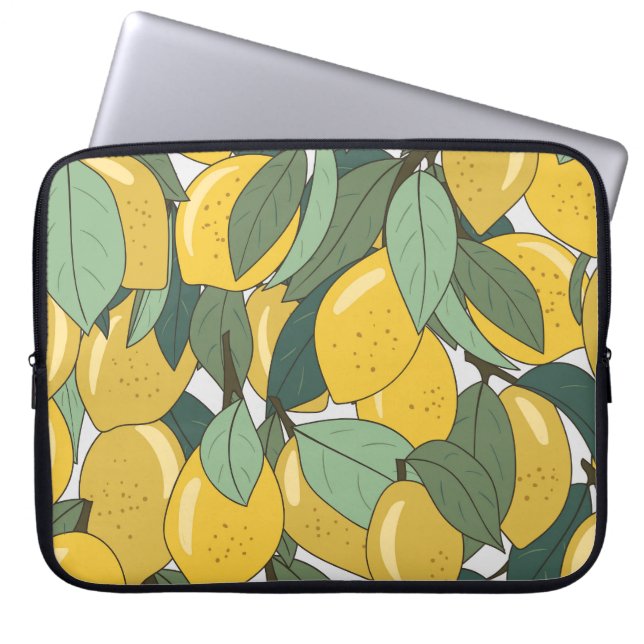 Tropical Pattern with Yellow Lemons. Laptop Sleeve (Front)