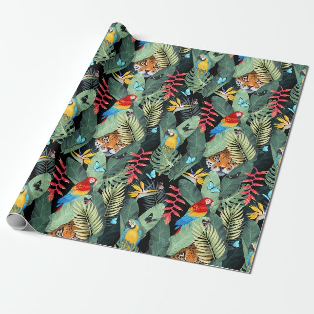 Tropical pattern wrapping paper (Unrolled)