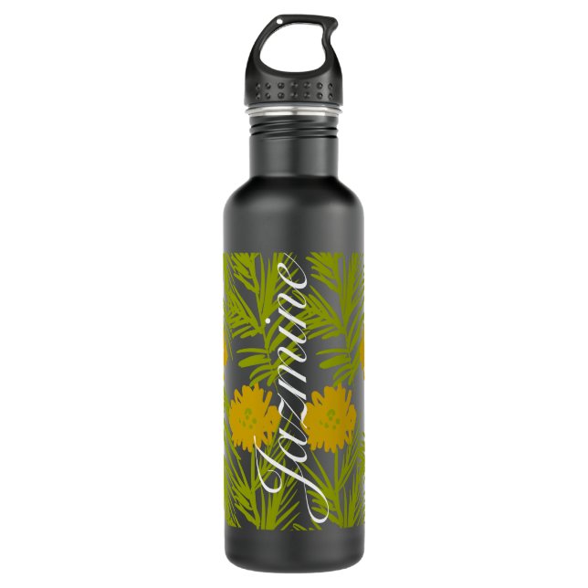 Tropical Pattern Yellow Florals 710 Ml Water Bottle (Front)