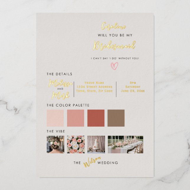 Tropical Peach Flower Will You Be my Bridesmaid? (Front)