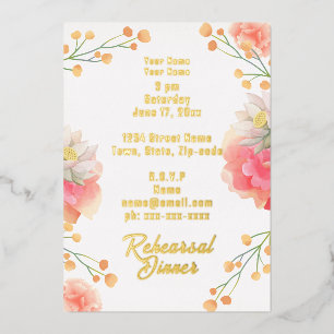 Tropical Peach Flowers Rehearsal Dinner