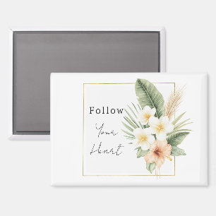 Tropical Peach White Floral Magnet