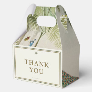 Tropical Peacock Palm Ivory Gold Large Wedding Favour Box