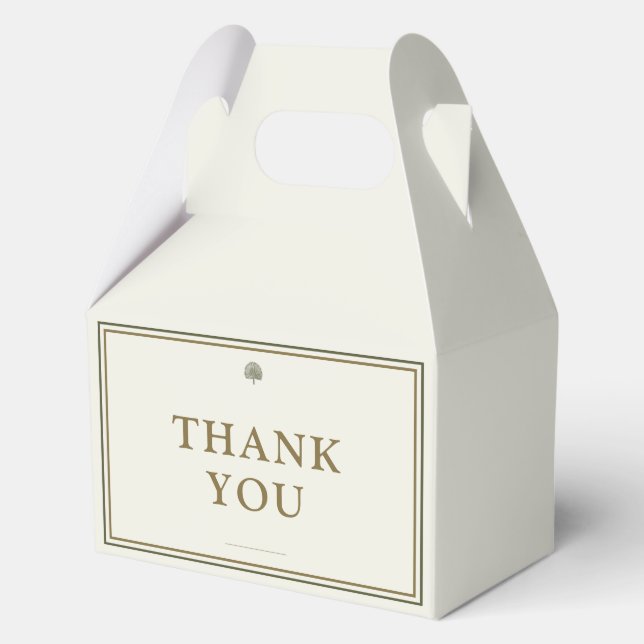 Tropical Peacock Palm Ivory Gold Large Wedding Favour Box (Front)