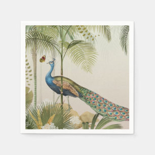 Tropical Peacock with butterflies Napkin