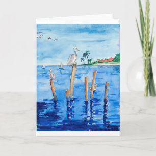 Tropical Pelicans Card