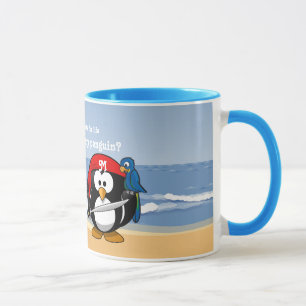 Tropical Penguins Couple Hula Pirate Island Beach Mug