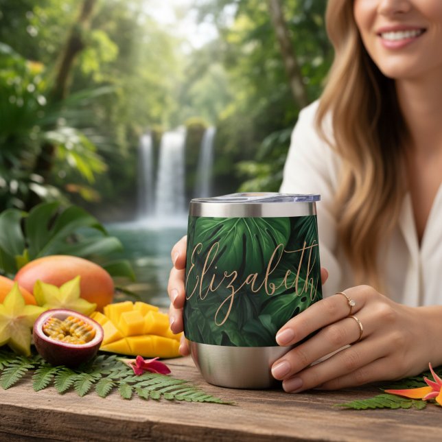 Tropical Personalised Monstera Gold Script Name (Creator Uploaded)