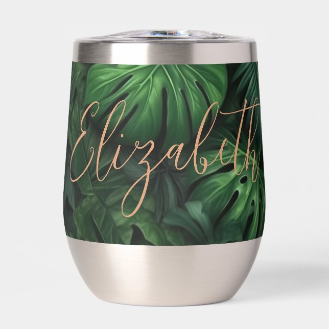 Tropical Personalised Monstera Gold Script Name (Front)