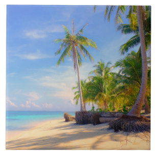 Tropical Philippines Island Beach Palm Paradise Ceramic Tile